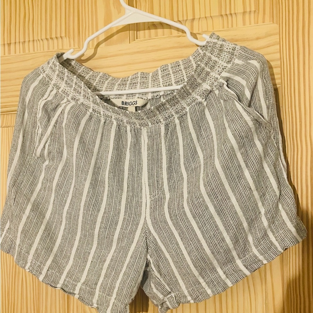 Women's Striped Gray Shorts - Picture 3 of 8